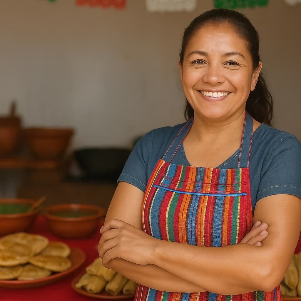 Emprendedora sonriendo en su negocio